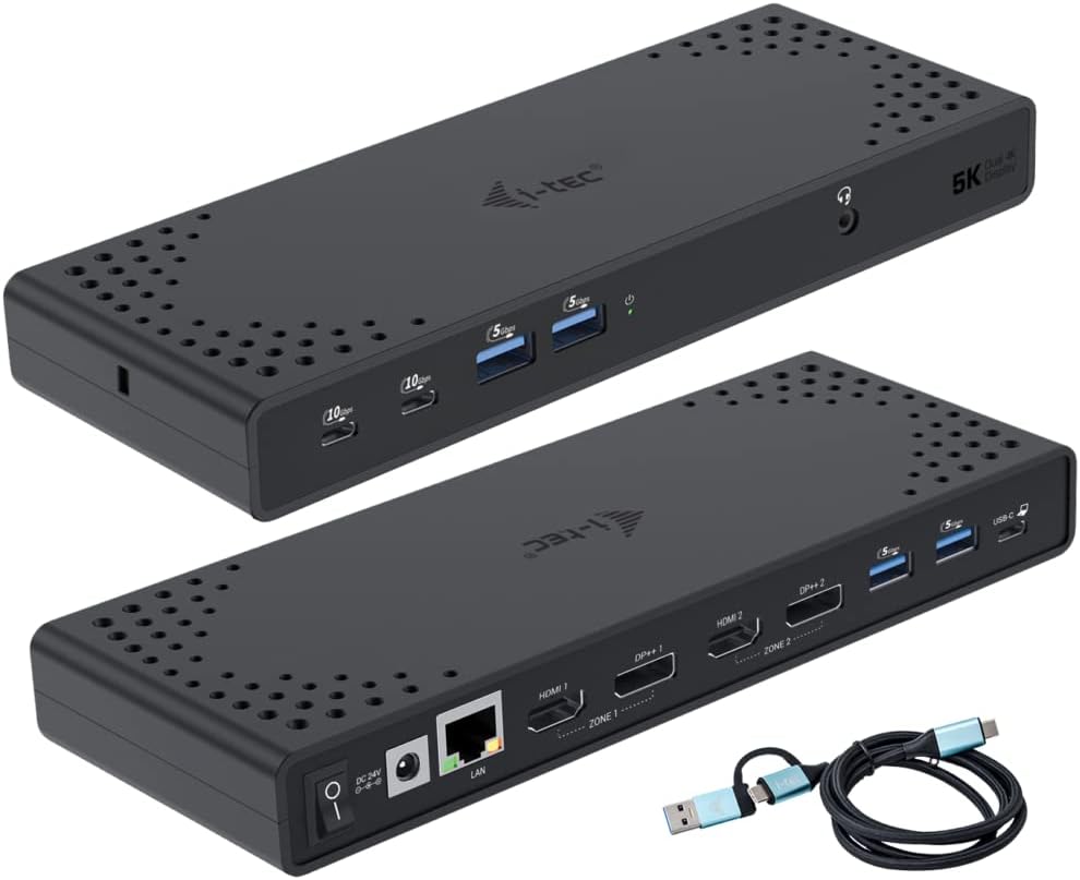 i-tec USB 3.0 / USB-C/Thunderbolt 3 Dual Display Docking Station Gen2 with Power Supply 100 W