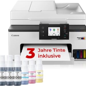 Canon Maxify GX2050 Inkjet Printer 4-in-1 Multifunctional Device DIN A4 (Printer, Scanner, Copier, Fax, ADF, 600 x 1200 DPI, Wi-Fi, USB, Duplex Printing, 250 Sheets Cassette) Includes 6 x Ink Bottles