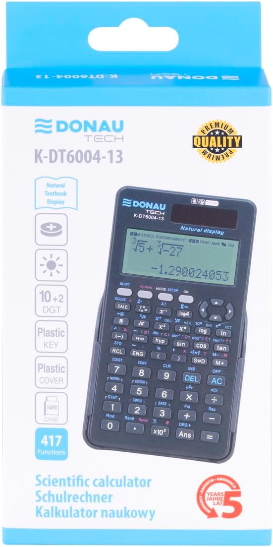 DONAU Tech Technical Scientist/Solar and Battery/Calculator with Natural Display/417 Functions/Graphite/Calculator Protective Case/School Calculator/Sliding Case – Bild 8