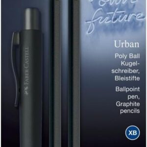 FABER-CASTELL 241124 Writing Set All Black with Poly Ball Urban Ballpoint Pen and 2 Urban Pencils