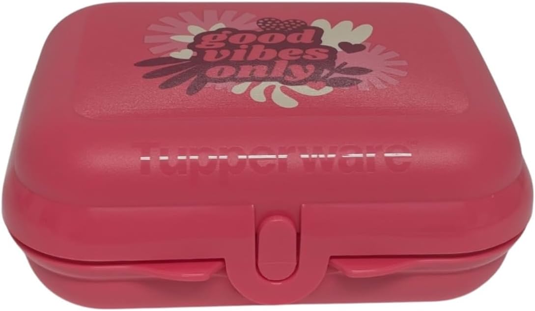 Tupperware Twin Size 2 Lunch Box Sandwich Box Nursery Box (Pink Good Vibes Only)