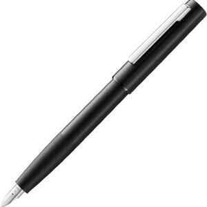 LAMY Aion Black Fountain Pen – Modern Fountain Pen in Anodised Lightweight & Seamless Aluminium Housing – with Stainless Steel Clip & Steel Nib in Line Width M – Includes Lamy T 10 Ink Cartridge Blue