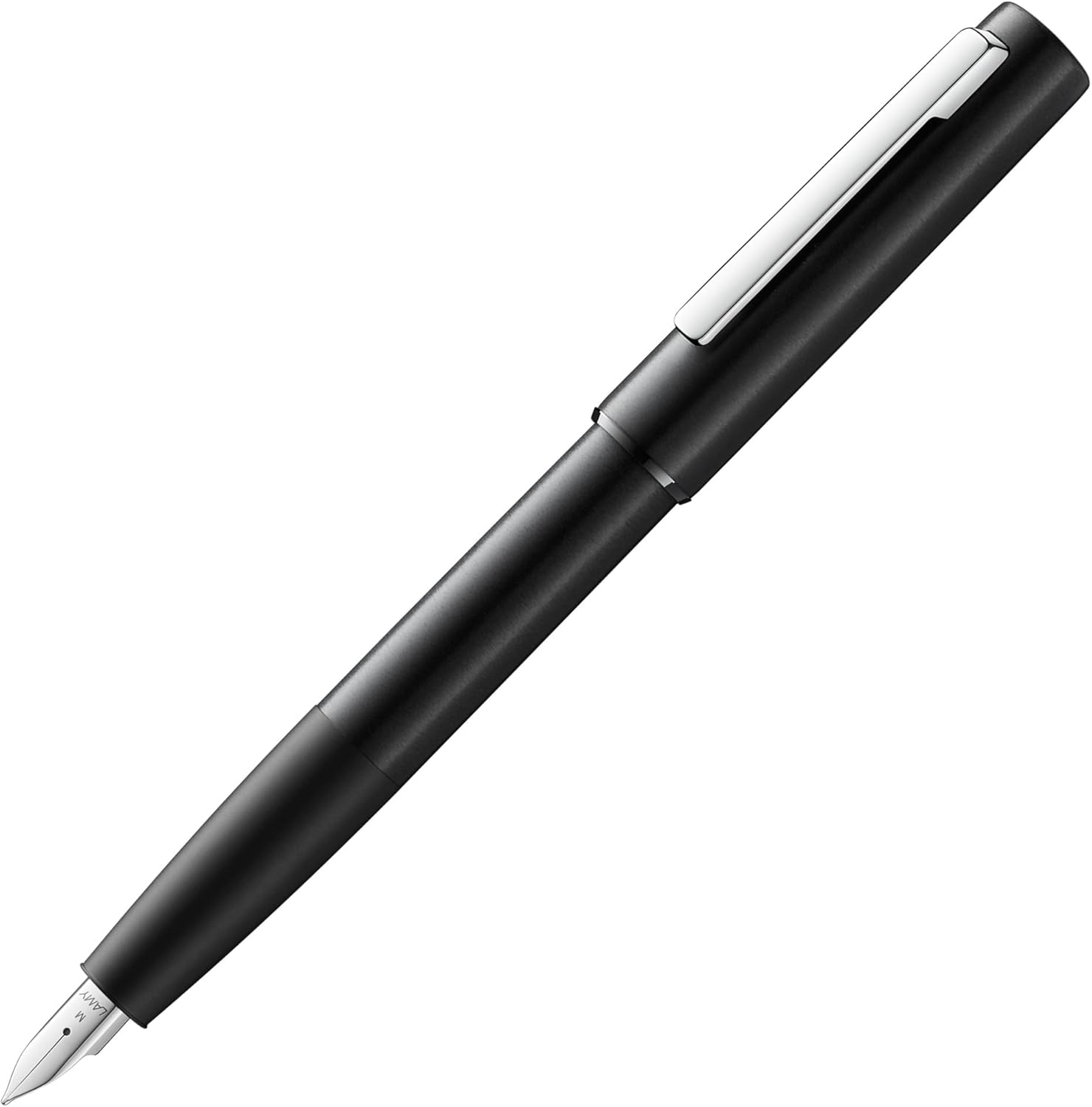 LAMY Aion Black Fountain Pen - Modern Fountain Pen in Anodised Lightweight & Seamless Aluminium Housing - with Stainless Steel Clip & Steel Nib in Line Width M - Includes Lamy T 10 Ink Cartridge Blue