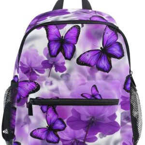 ODAWA Lila Schmetterlinge Kinder Rucksäcke mit Namensschild mit Brustgurt Kindergarten Rucksack