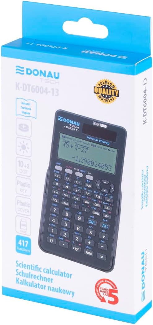 DONAU Tech Technical Scientist/Solar and Battery/Calculator with Natural Display/417 Functions/Graphite/Calculator Protective Case/School Calculator/Sliding Case – Bild 9
