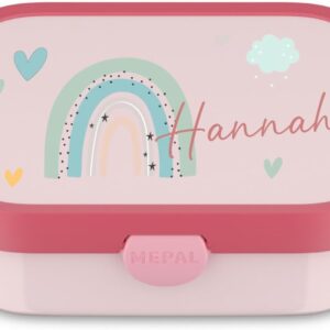 Mepal Campus Personalised Lunch Box Rainbow Children with Compartments Lunch Box with Name Colourful Printed (Pink)