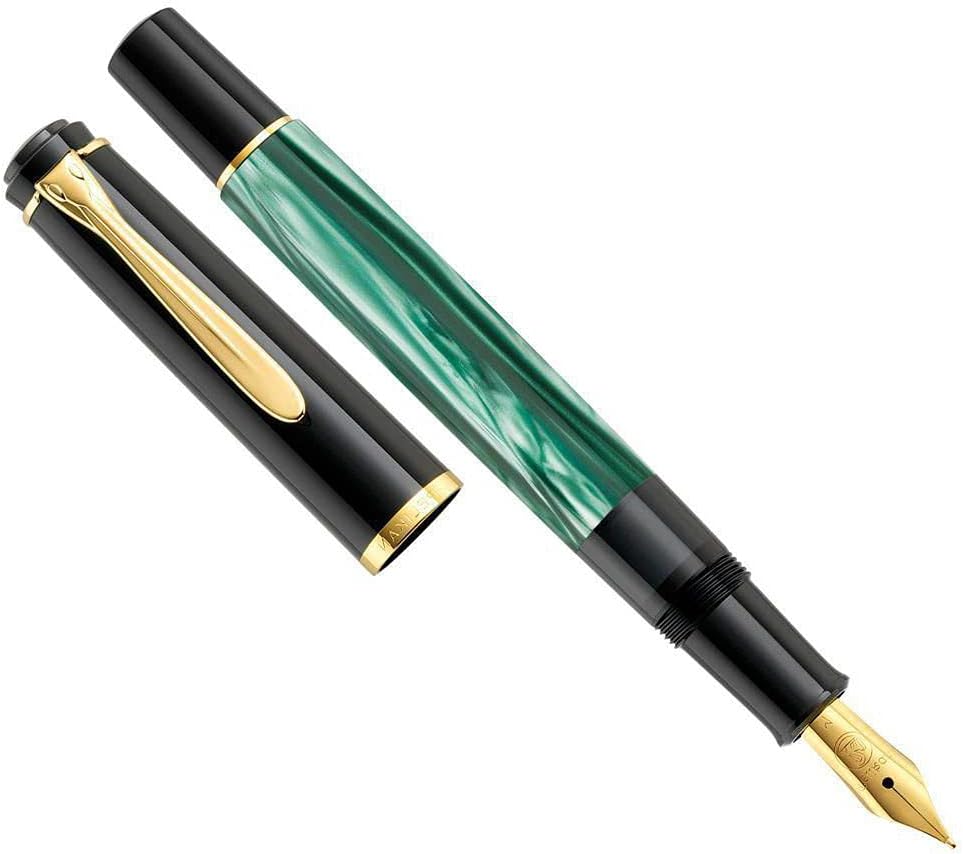 Pelikan Classic 200 801775 Fountain Pen Marbled Green Marbled Nib EF (Extra Fine) High-Quality Piston Fountain Pen in Gift Case – Bild 3
