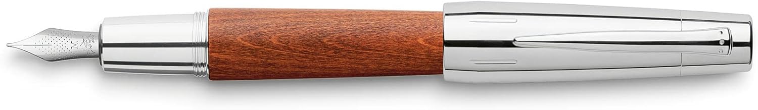 FABER-CASTELL E-motion 148203 Fountain Pen Wood / Chrome Nib Size B Includes Gift Packaging Barrel Colour Brown / Silver – Bild 3