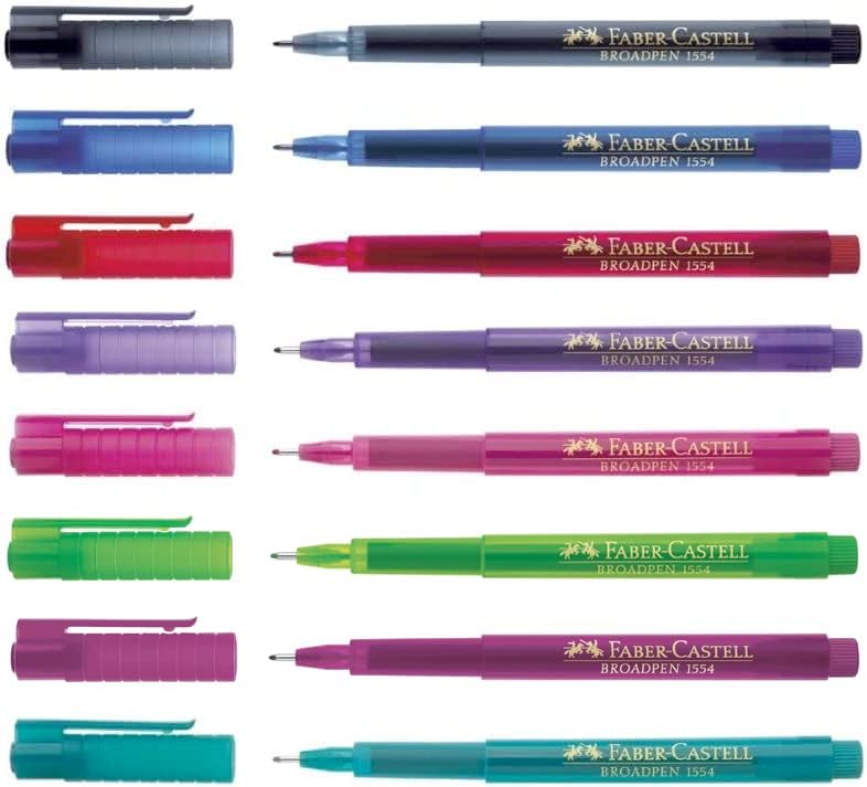 Broadpen 1554 Fineliner Liner, 0.8 mm Line, Ink Colour: Set of 8