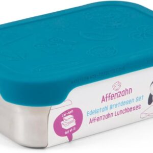 Affenzahn Stainless steel lunch box set, 16.5 cm. Petrol, silver