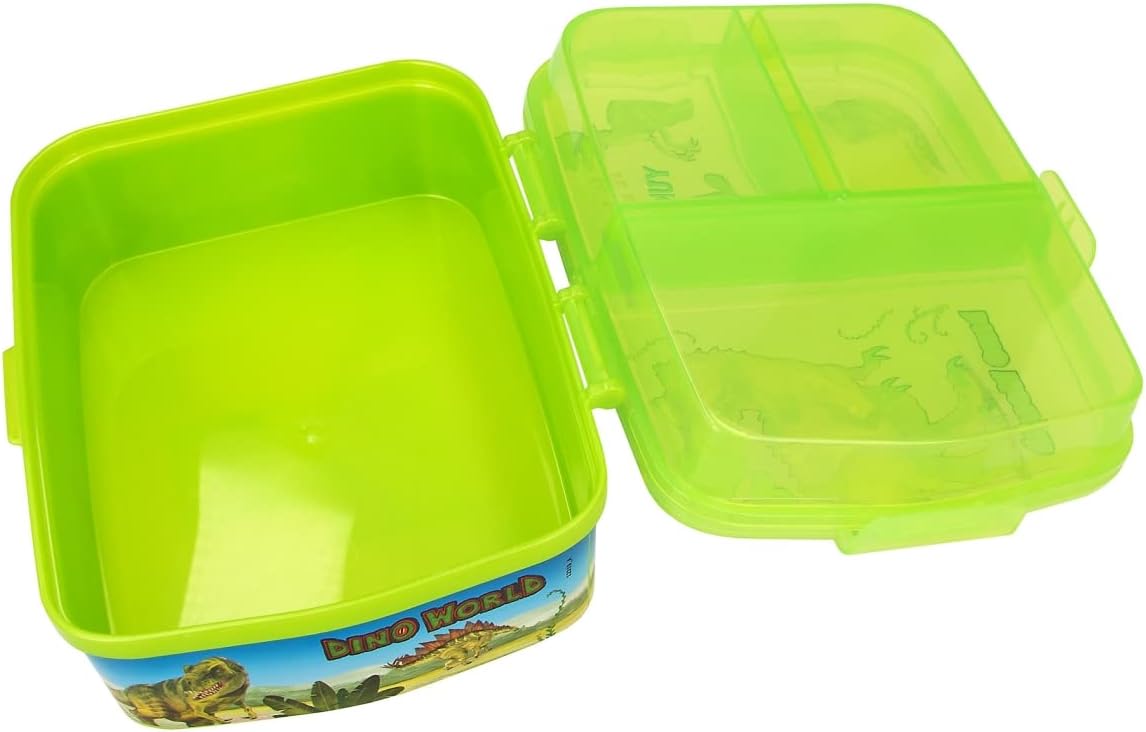 Depesche 12319 Dino World Green Lunch Box with 4 Compartments and Separate Flap Closures with Dinosaur Motif – Bild 3