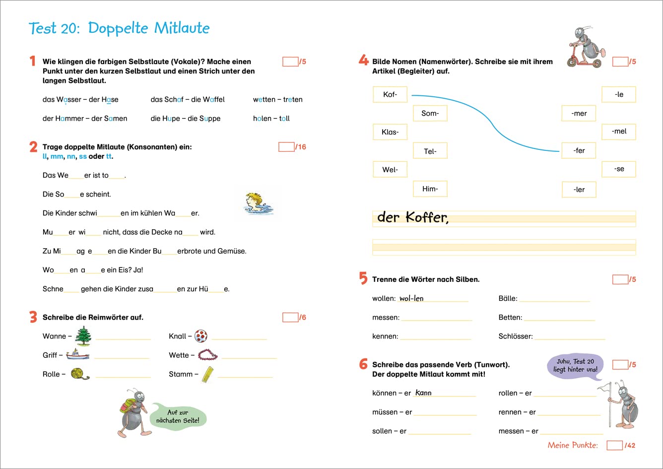 Fit für Deutsch 2. Klasse. Mein Testheft / Fit für die Schule / Lernhilfe / Wie richtige Klassenarbeiten / Bewertung nach Notenschlüssel: Wissen ... Grammatik (Fit für die Schule Mein Testheft) – Bild 3