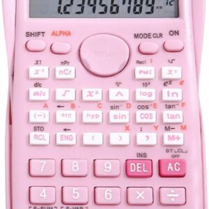 Efficient 12-Bit Science Calculator, 240 Functions, Math Calculator with LED Display, Sliding Hard Cover, Easy Operation for Students and Teachers (Pink)