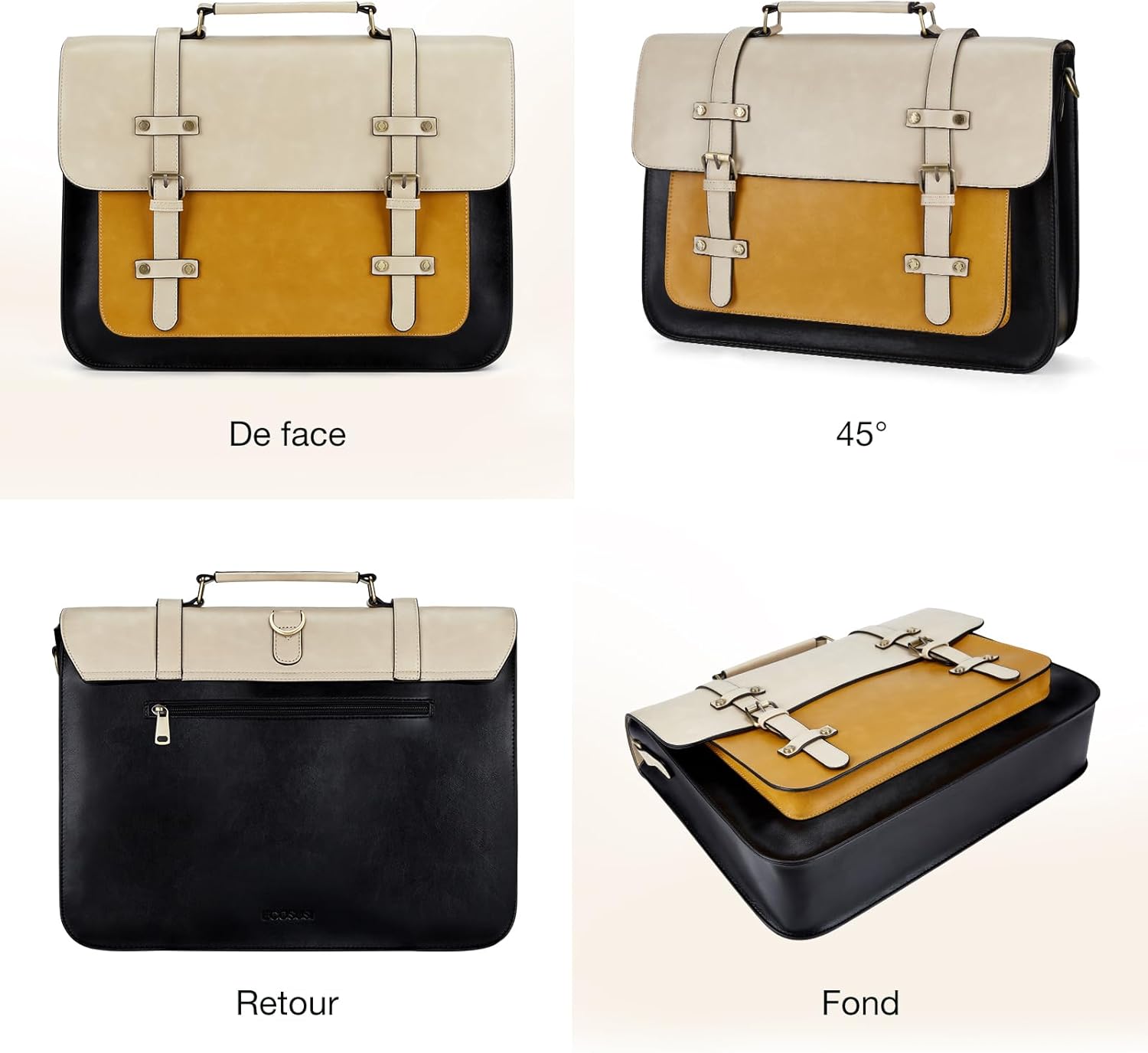 ECOSUSI Women Laptop Bag 15.6 Inch Handbags Shoulder Strap PU Leather Vintage School Bag Teacher Briefcase Work Student Detachable Shoulder Strap – Bild 6