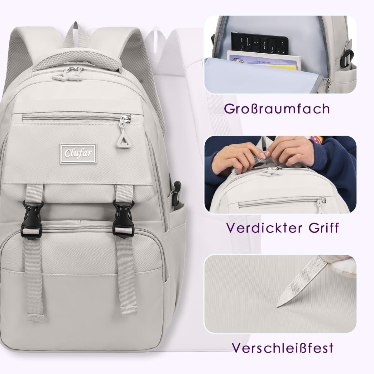 Schulrucksack Teenager Jungen Wasserdicht Schulranzen Schultasche Backpack School Bag Daypack für College Schule Arbeit – Bild 4