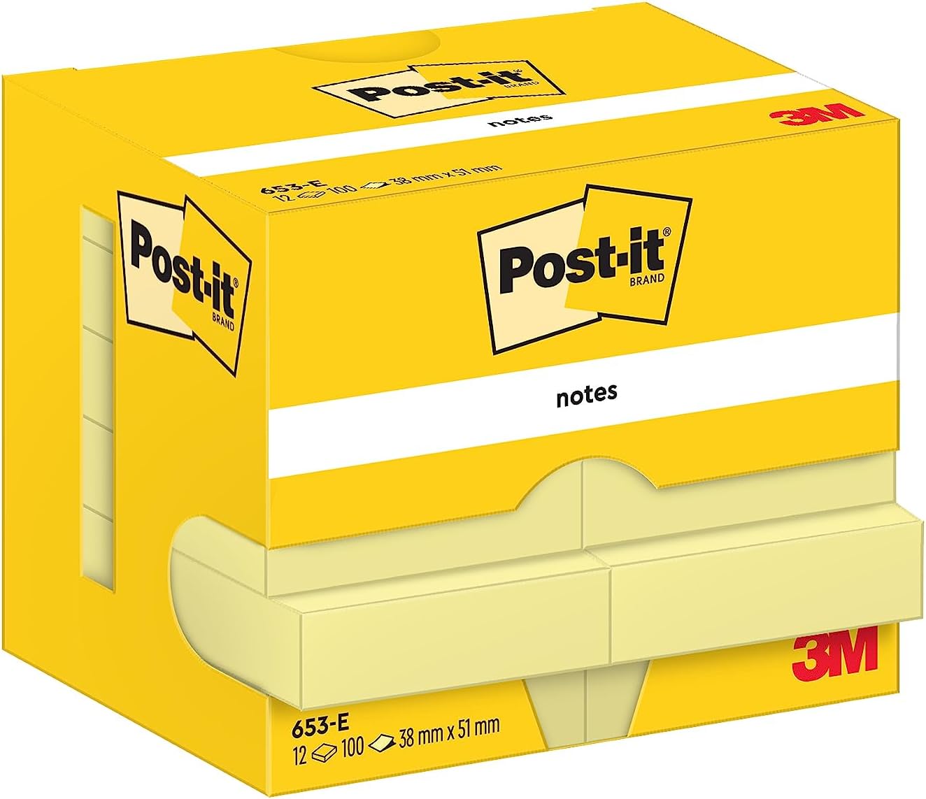 Post-it 653E Notes, 653E 38 x 51 mm - Canary Yellow, 12 Pads (100 Sheets Per Pad) – Bild 2
