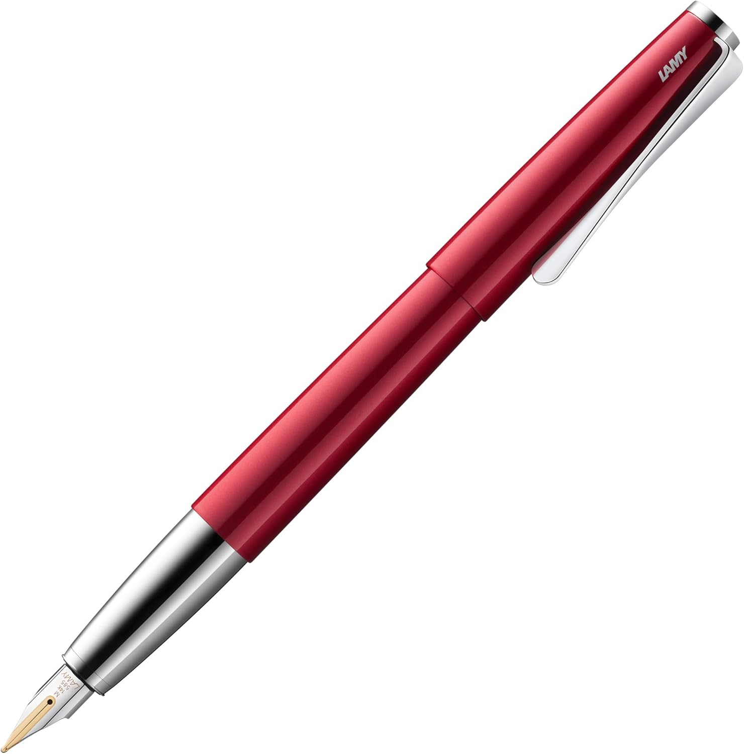 Lamy Studio Pianored Fountain Pen - Universal Fountain Pen in Elegant All-Metal Housing - 14 Carat Gold Nib, Partially Platinum Plated & M Line Width - Includes T 10 Blue Ink Cartridge