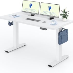 FLEXISPOT Basic Height-Adjustable Desk 160 x 80 cm – One-Piece Table Top – Ergonomic Sit-Stand Desk with Easy Operation (White)