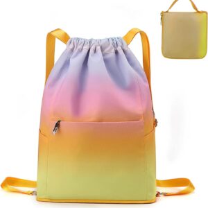 Gym Bag for Women, Men, Children, Waterproof Sports Bag with Drawstring, Foldable & Large Capacity, Drawstring Bag for Fitness, Swimming, Travel, Sports Backpack in Various Colours