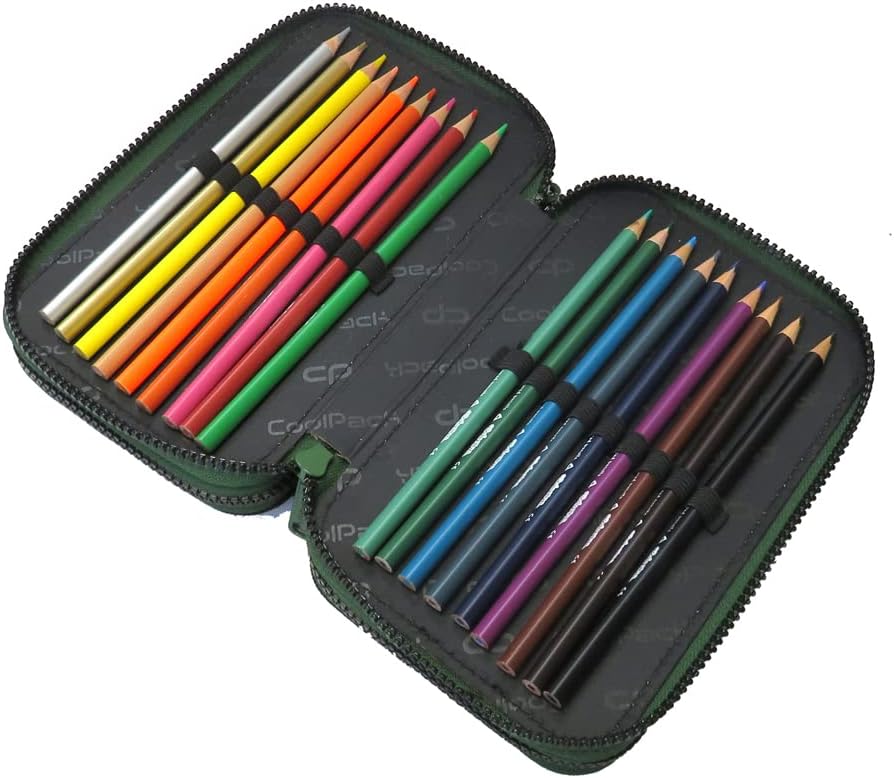 CoolPack XXL School Bag 3-Compartment Pencil Case Boys Ombre Gradient Grass Pencil Case 44-Piece Filled Student Case 3-Tier Green – Bild 4