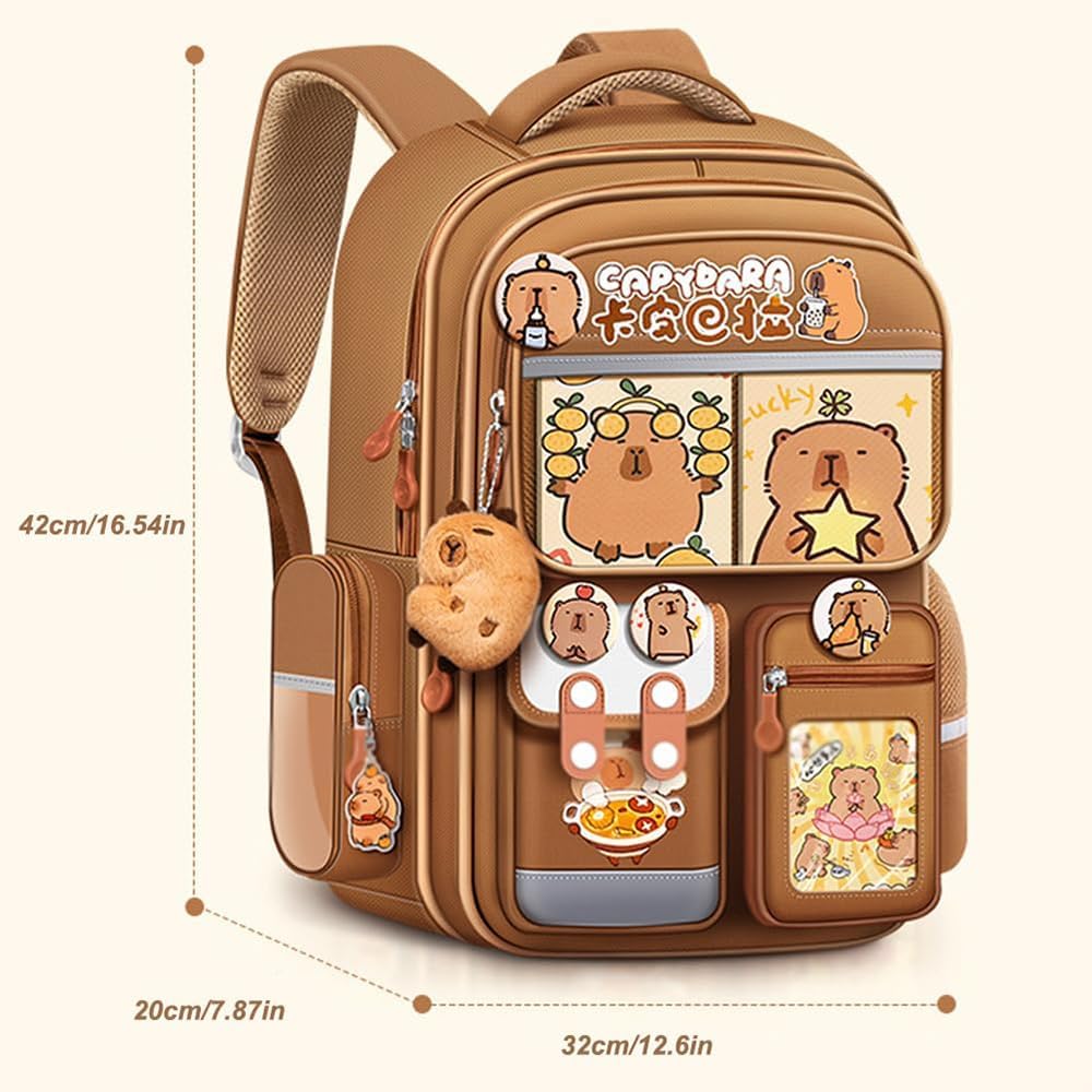 Generisch Capybara Backpack with Padded Shoulder Straps and Multiple Compartments, Large Capacity, Waterproof and with Multiple Pockets, Cute Gift Backpack for Teens and Students – Bild 7