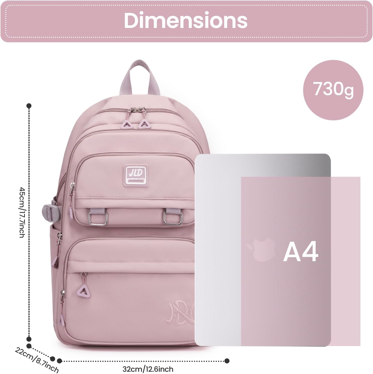 School Backpack Girls Backpack for Teenagers - Stylish and Waterproof Daypack School Bag for Girls 3rd - 9th Grade, Casual Children's Backpack Large for School and Travel, Purple – Bild 6