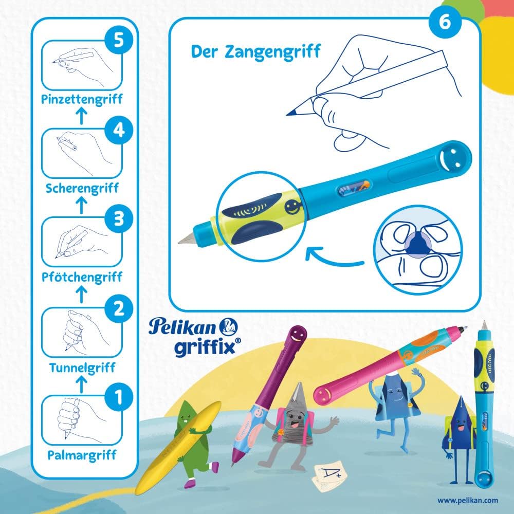 Pelikan® Griffix Fountain Pen for Learning to Write | Medium Nib | For Ink | For Left-Handed Users | Office School Work | Calligraphy Comfortable and Smooth Writing | Sweet Berry – Bild 4