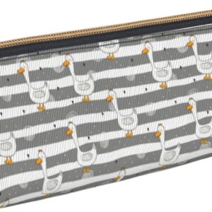 Cute Goose Pattern Pencil Case Cosmetic Bag Pen Pouch Triangle Leather Storage Bag Zipper Stationery Organizer for Adults Office, Cute Goose Animal Pattern, Bag organiser