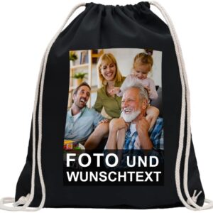 Kiwistar Personalised and Printed Backpack with Photo – Gym Bag Fun Sports Bag Gym Bag Cotton with Pull Strap