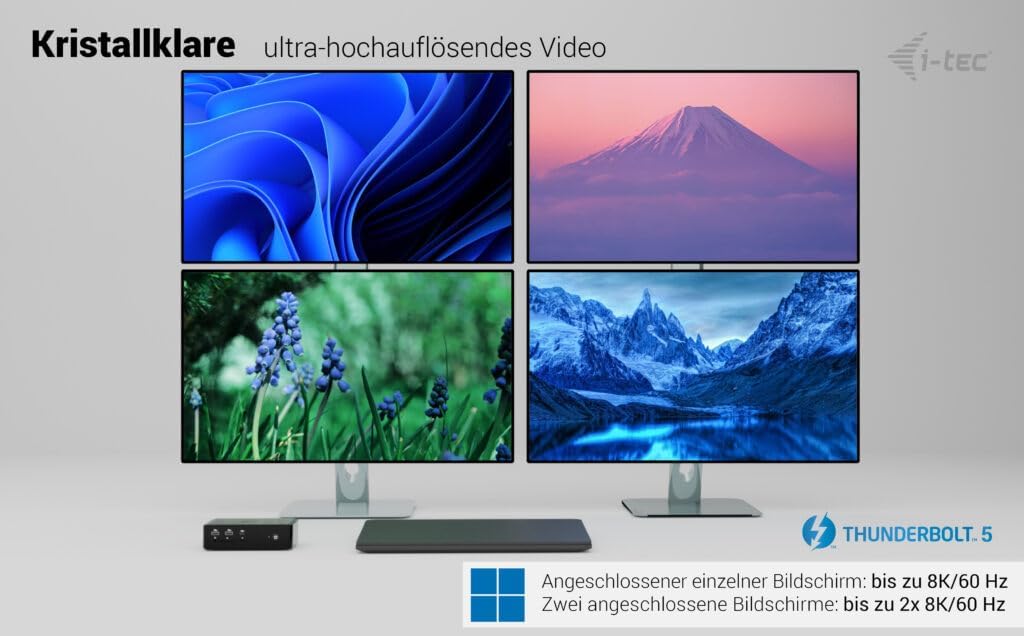 i-tec Thunderbolt 5 Quattro Display Docking Station - 2 x Thunderbolt 5 Ports, 2 x HDMI 2.0, 5 x USB, 2.5 GLAN – Bild 5