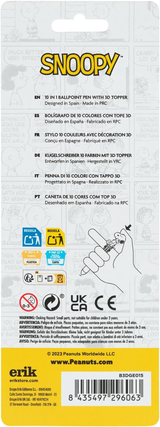 Grupo Erik Ballpoint Pen 10 Colours Peanuts Snoopy 10-in-1 Multicoloured Pen Official Snoopy Fan Item (Pack of 2) – Bild 3