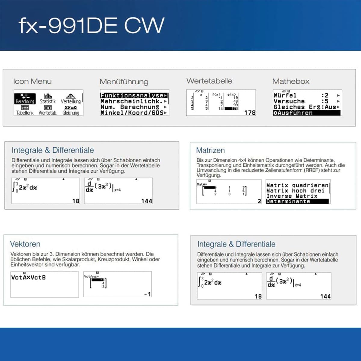 Casio FX-991DE CW ClassWiz Technical Scientific Calculator, German Menu Guide – Bild 5
