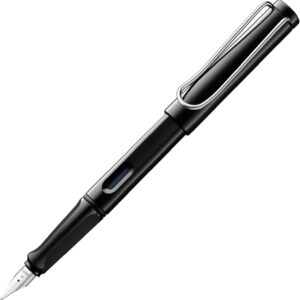 Lamy safari black Fountain Pen, with Ergonomic Handle and Polished Steel Nib, in Line Width M, Robust ASA Plastic, Includes T 10 Blue Ink Cartridge, Right-Handed