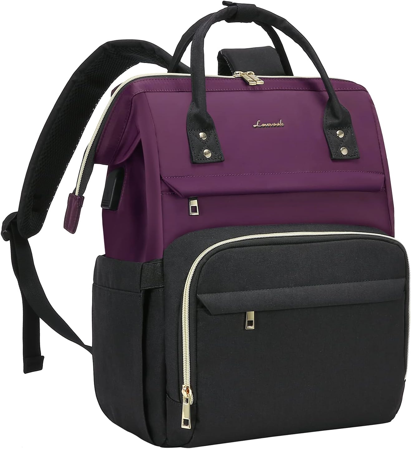 LOVEVOOK Laptop Backpack Women's 17 Inch Large School Backpack Teenagers Backpack Hand Luggage Waterproof Design Breathable Shoulder Straps for University, School & Travel, Dark Purple Black