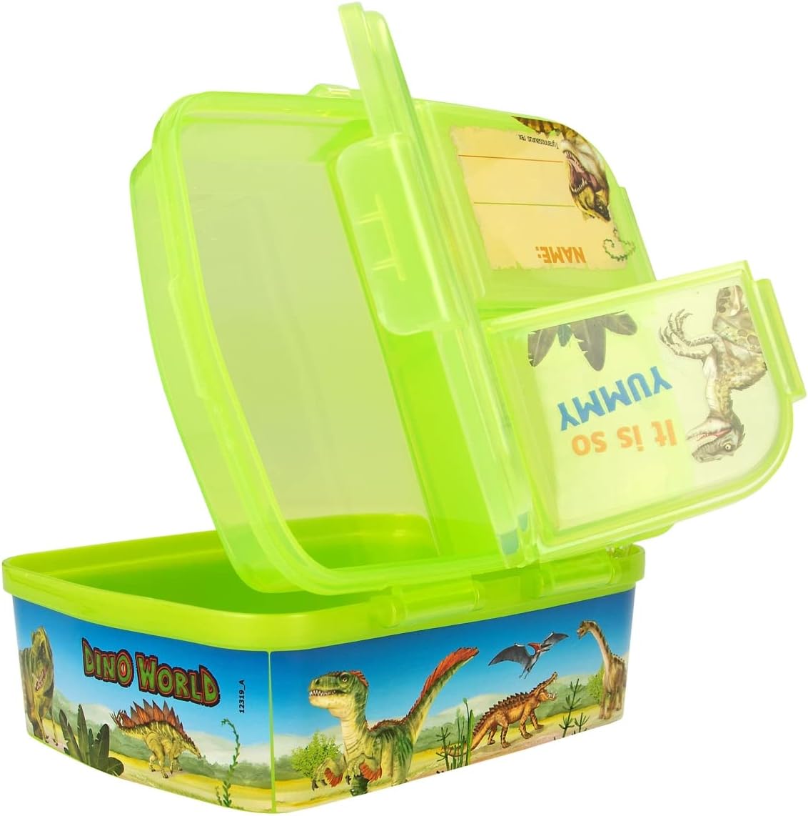 Depesche 12319 Dino World Green Lunch Box with 4 Compartments and Separate Flap Closures with Dinosaur Motif – Bild 4