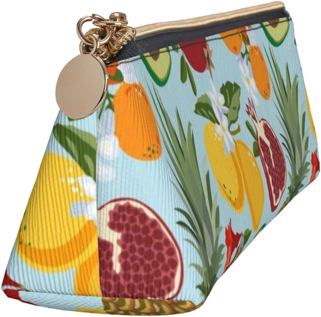 Federmäppchen mit tropischem Obst-Liebhaber-Muster, dreieckiges Stiftetui, tragbares Federmäppchen, Leder-Organizer mit Reißverschluss, Kosmetiktasche – Bild 3