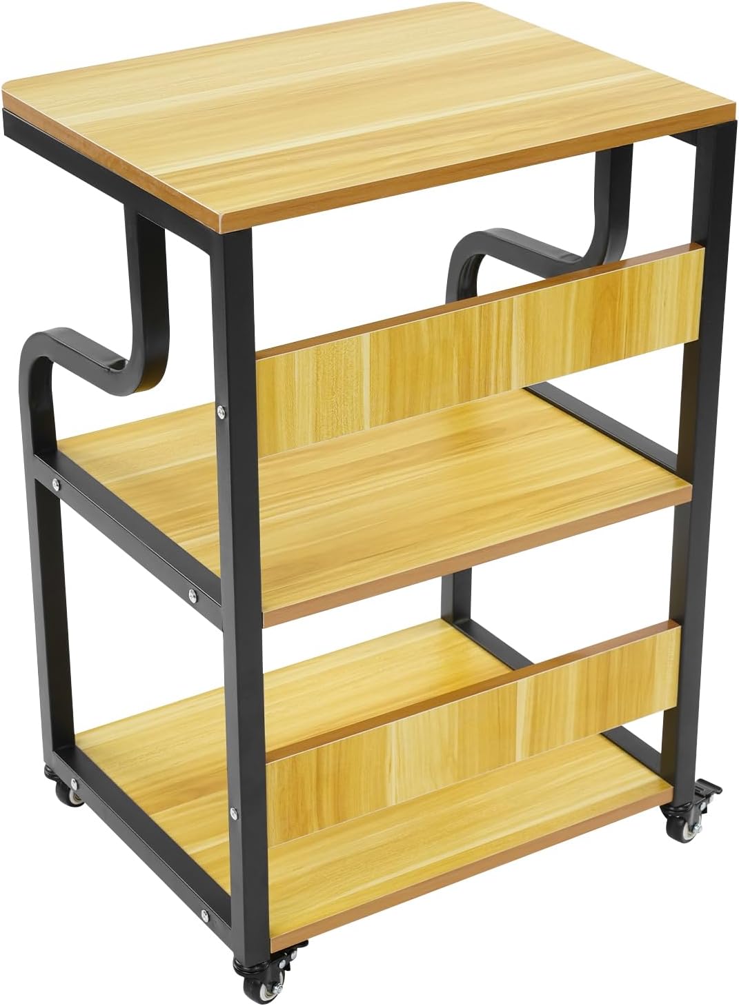 Printer Table, 3-Tier Printer Stand with Wheels, Printer Trolley, Printer Trolley, Rolling Cart Stand, Printer Shelf for the Study, for Home Offices and Printing Rooms (Black + Tan) – Bild 3