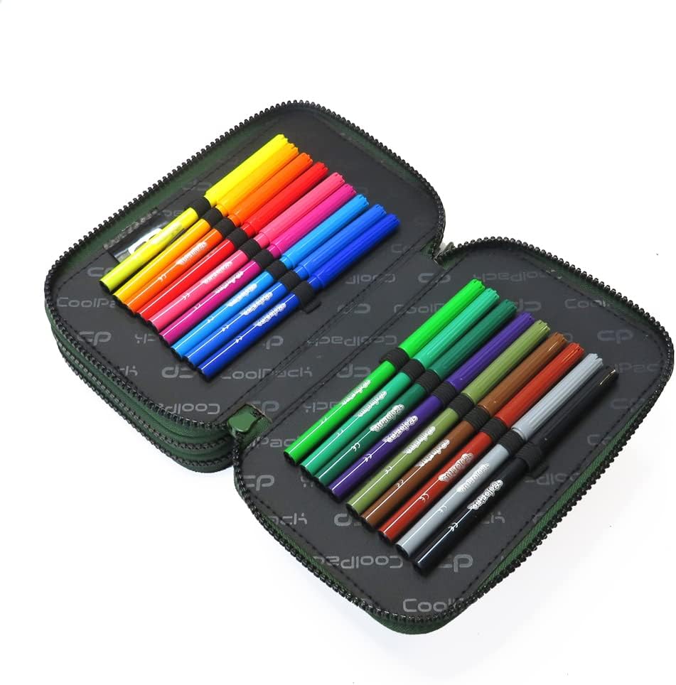 CoolPack XXL School Bag 3-Compartment Pencil Case Boys Ombre Gradient Grass Pencil Case 44-Piece Filled Student Case 3-Tier Green – Bild 5