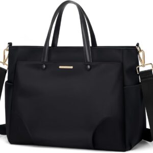 GOLF SUPAGS 14 Inch Laptop Shoulder Bag, Computer Tote Bag for Women, Stylish Handbag for Work and Travel (Black)