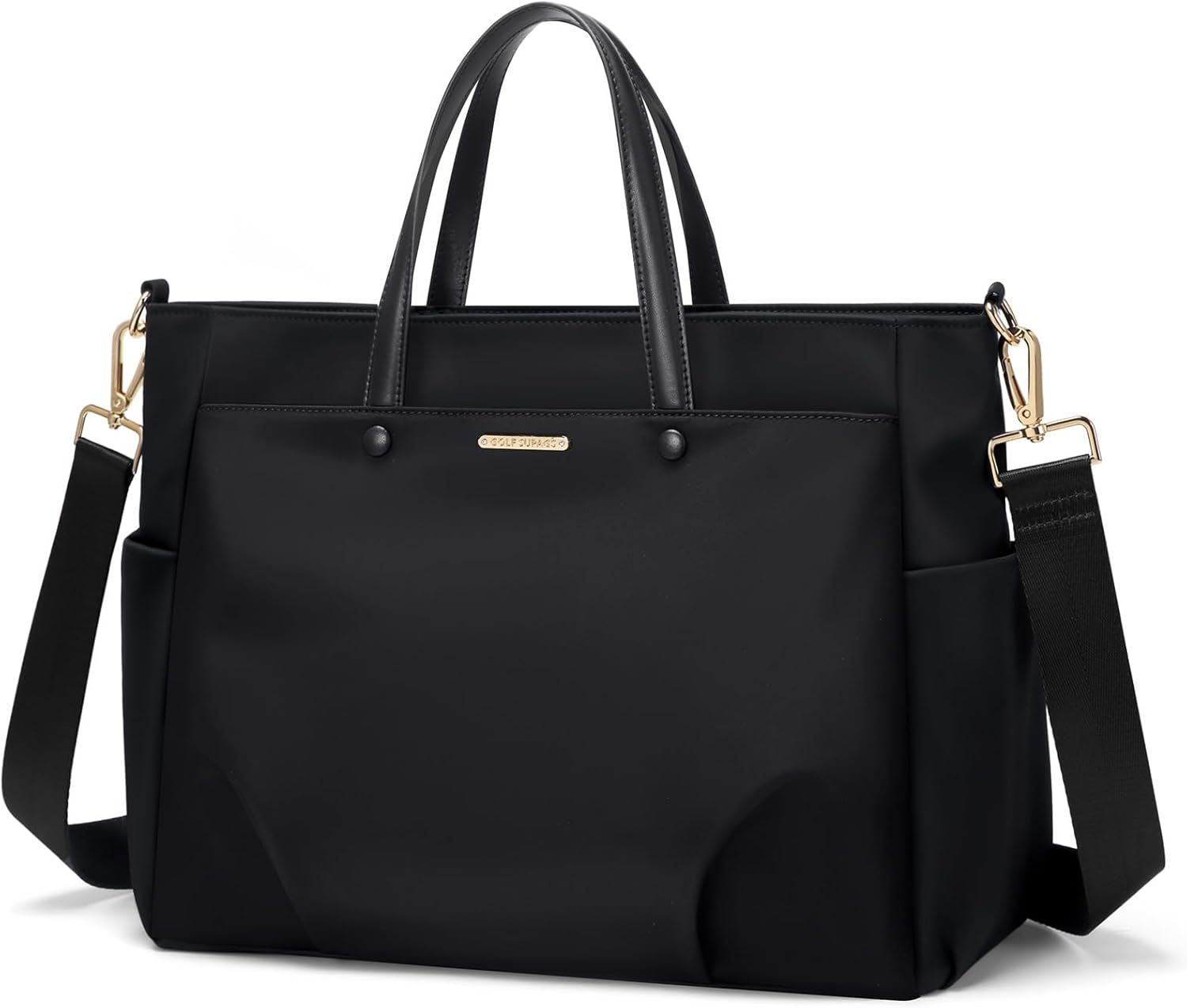 GOLF SUPAGS 14 Inch Laptop Shoulder Bag, Computer Tote Bag for Women, Stylish Handbag for Work and Travel (Black)