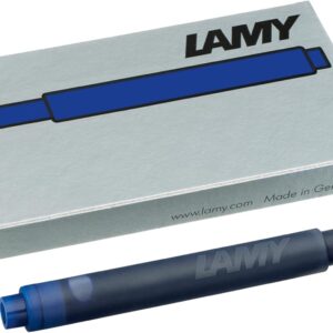 LAMY T10 Erasable Ink Cartridges with Large Ink Supply, Suitable for All Lamy Fountain Pen Models with Cartridges, 1.25 ml Content per Cartridge, 5 Pieces per Pack, Blue Ink Colour