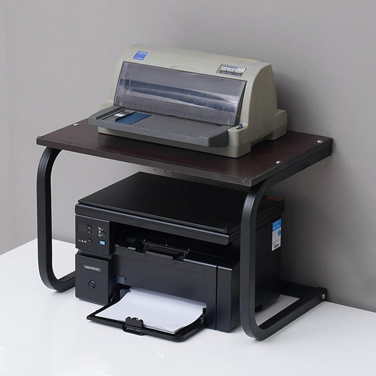 Printer Holder, Printer Table, Printer Stand, Desktop Printer Stand, Printer Table, 2-Layer Desktop Storage Shelf, Desktop Stand for Printers for the Home Office Printer Shelf (Colour: Brown, Si – Bild 4