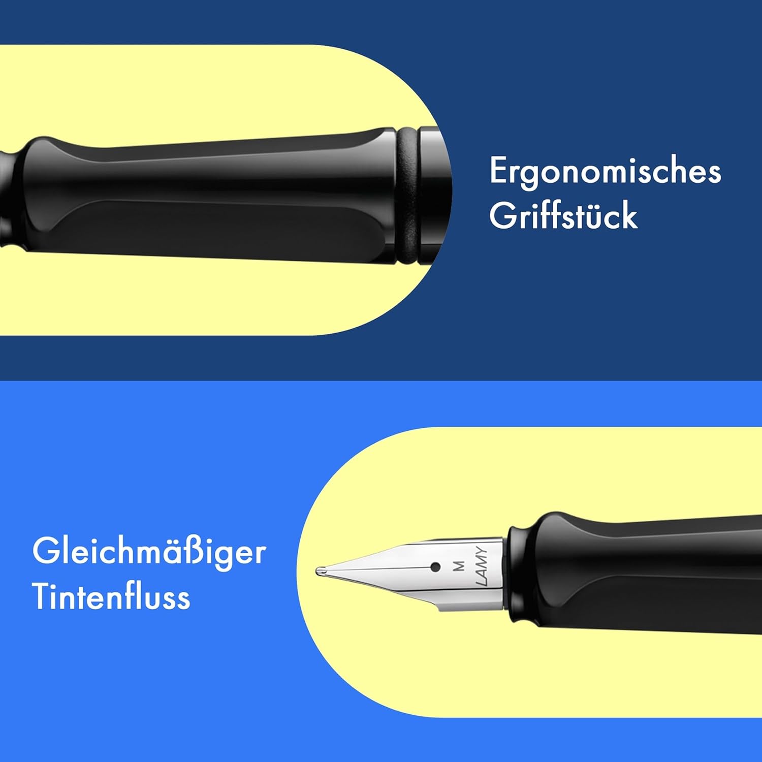 Lamy safari black Fountain Pen, with Ergonomic Handle and Polished Steel Nib, in Line Width M, Robust ASA Plastic, Includes T 10 Blue Ink Cartridge, Right-Handed – Bild 3