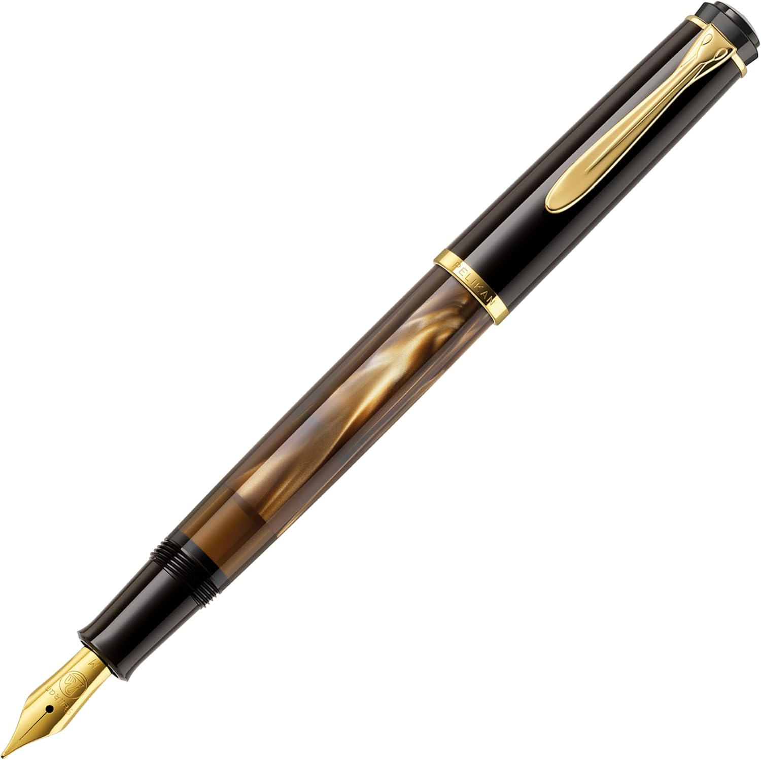 Pelikan Classic 200 808880 Fountain Pen Brown Marbled Nib F Fine High-Quality Piston Fountain Pen in Gift Case