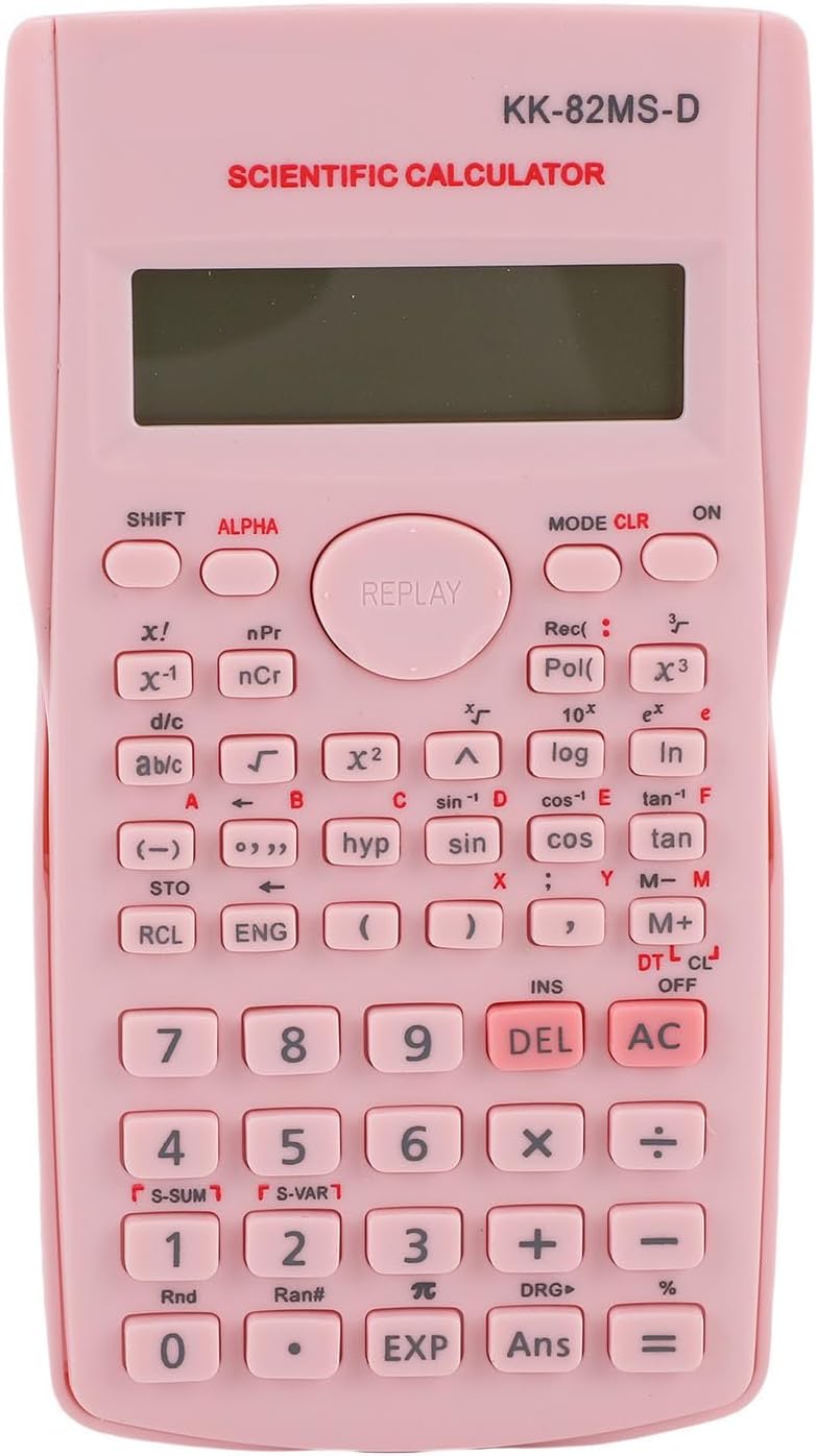 Scientific Calculator, 12 Digit Scientific Standard Calculator, Large Display with Sliding Hardcover, Supports 240 Functions, Portable (Sakura Pink)