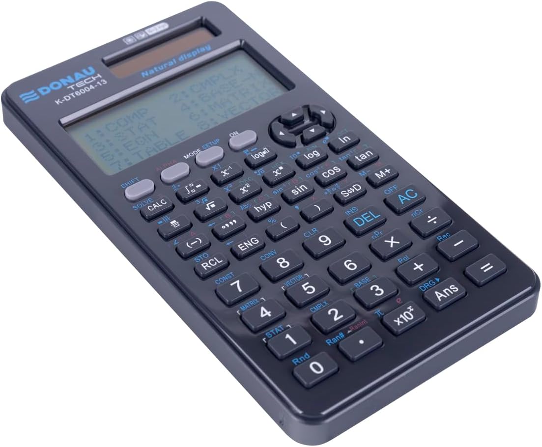 DONAU Tech Technical Scientist/Solar and Battery/Calculator with Natural Display/417 Functions/Graphite/Calculator Protective Case/School Calculator/Sliding Case – Bild 5