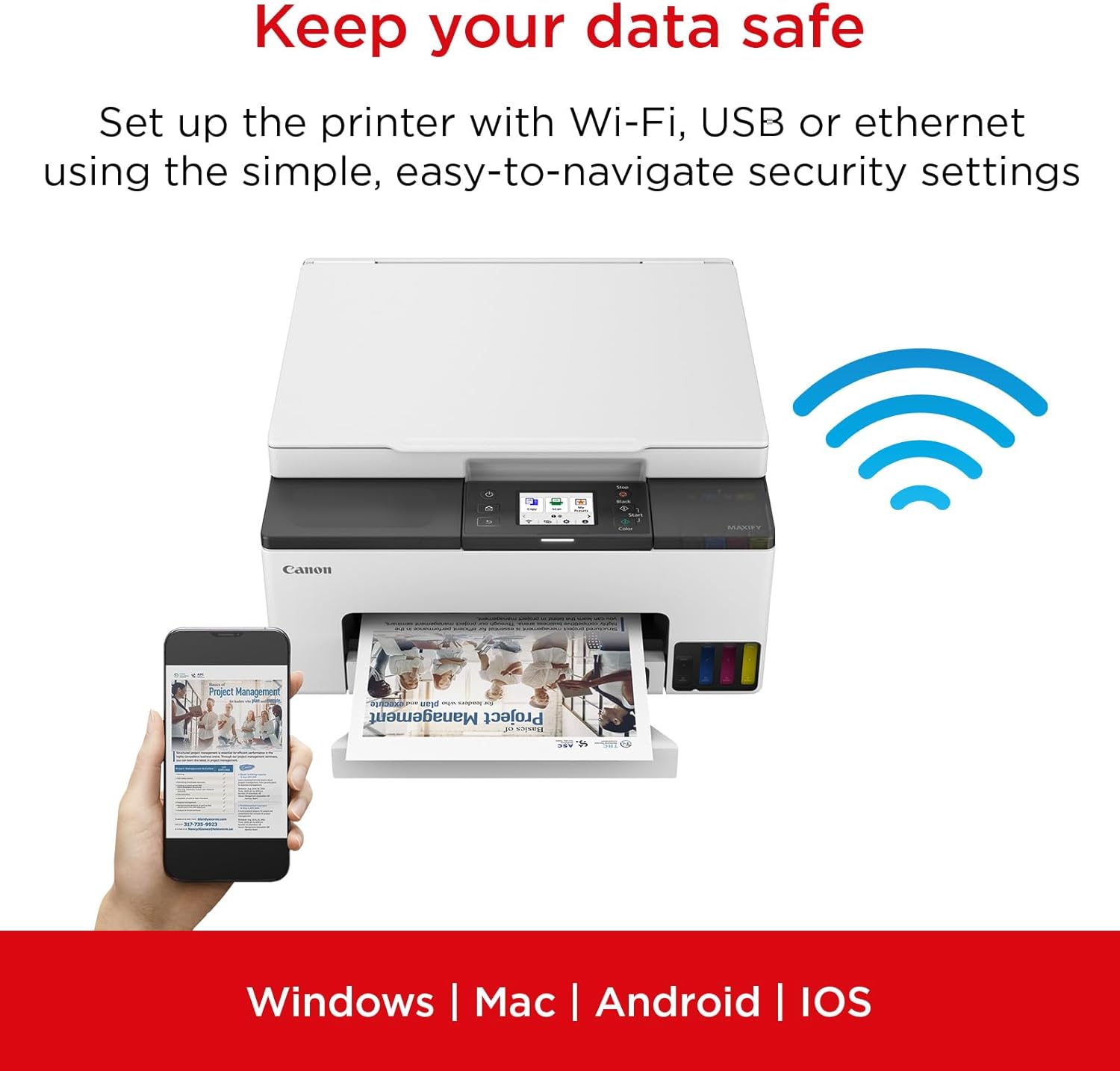 Canon MAXIFY GX1050 Printer for Home & Office - Colour Printer & Scanner All-in-One Wireless | MegaTank Inkjet Printer, Copier & Scanner | WiFi, Ethernet & USB Connection A4 Printer – Bild 5