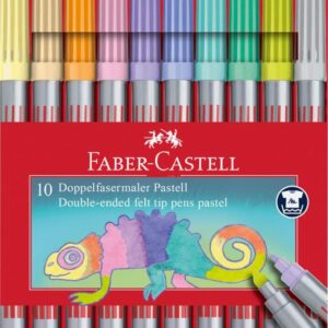 Faber-Castell 151112 Felt Tip Pen Set Pastel 10 Double Fibre Tip Pens for Children and Adults