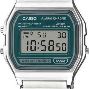 Casio Watch A158WEM-3EF Vintage Iconic Digital Silver Petrol