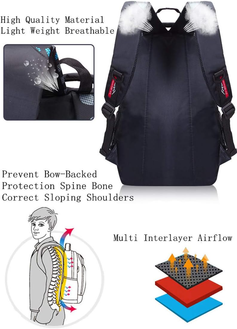 Boys Backpack School Bags Large Book Bags Durable Heavy Duty Student Kids Travel Waterproof – Bild 3